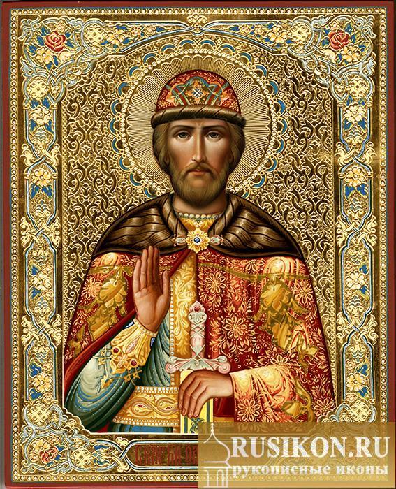 Икона Святого Олега Брянского в технике чеканка по золоту