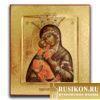 Владимирская икона Богородицы в технике чеканка по золоту