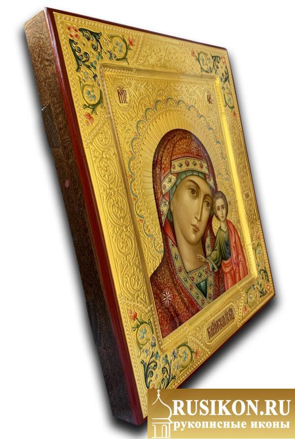 Казанская икона Богородицы в технике чеканка по золоту